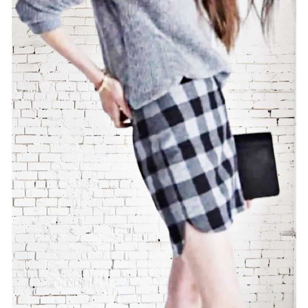Madewell Shirttail Mini Skirt Buffalo Plaid Black‎ Gray Buffalo Plaid Size 00